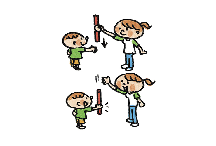 バトンタッチを身につける「よく見てキャッチ！」