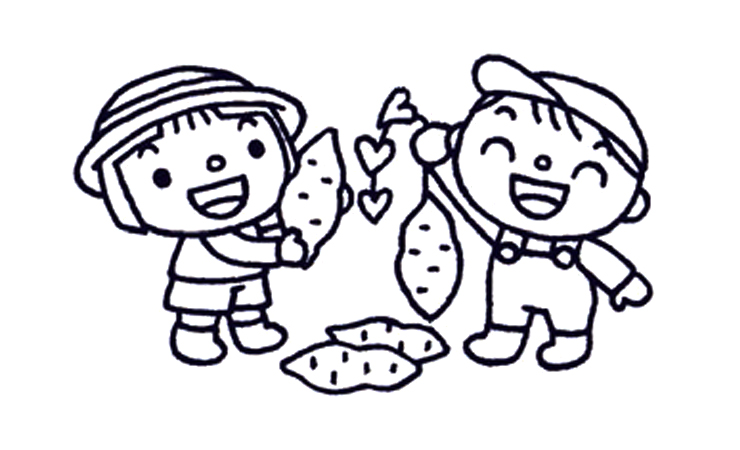 おいも掘りのイラスト