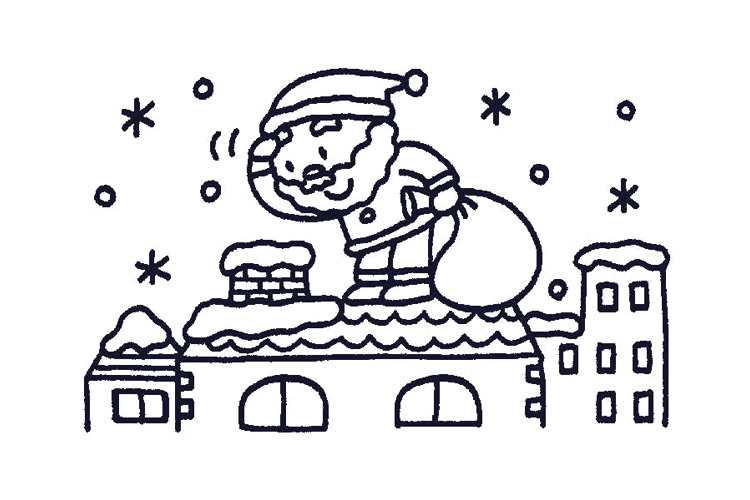 屋根上サンタクロースのイラスト