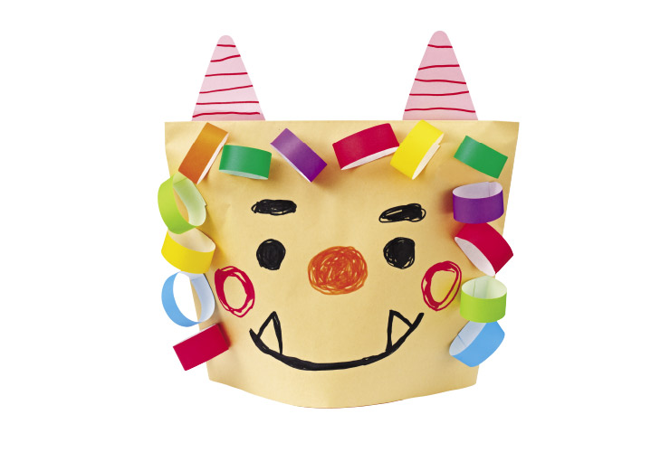 おにのお面「茶封筒の帽子」（３～４歳児）