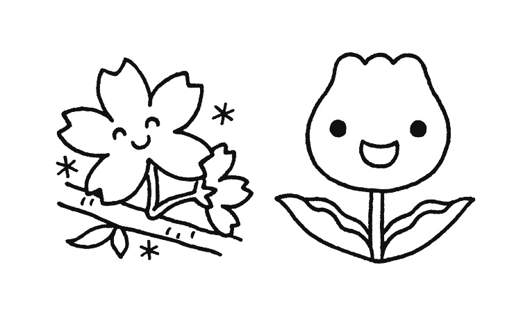 ４月の季節と子どものイラスト