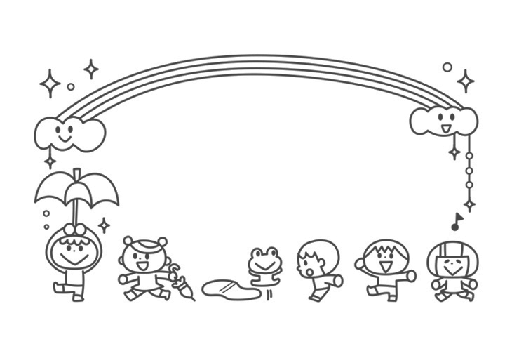 ６月の季節と子どものイラスト