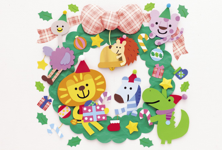 みんなでリースを飾りつけ♪