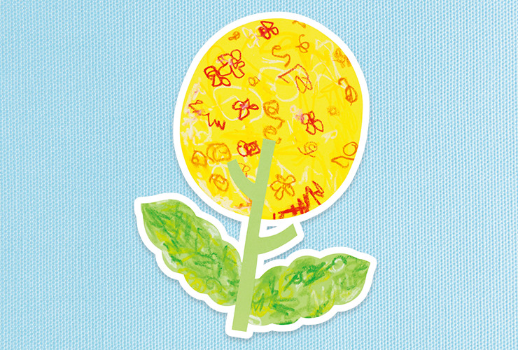 大きな紙に思いっきりお絵かき「なのはな」