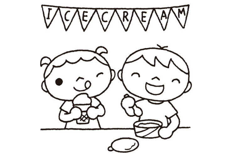 ８月の子どものイラスト