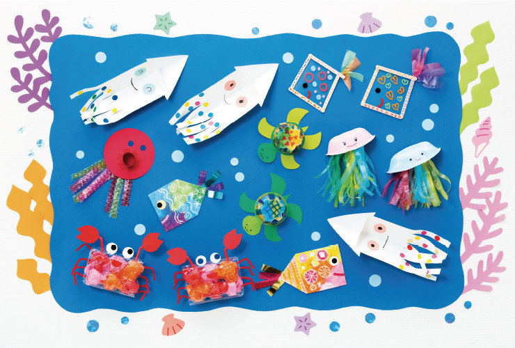 海の生き物の壁飾り