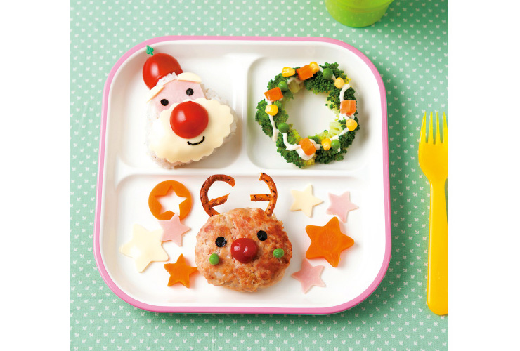 かわいい３種を盛りつけたクリスマスプレート