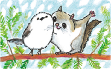 12月シマちゃん モモちゃん もりのなか