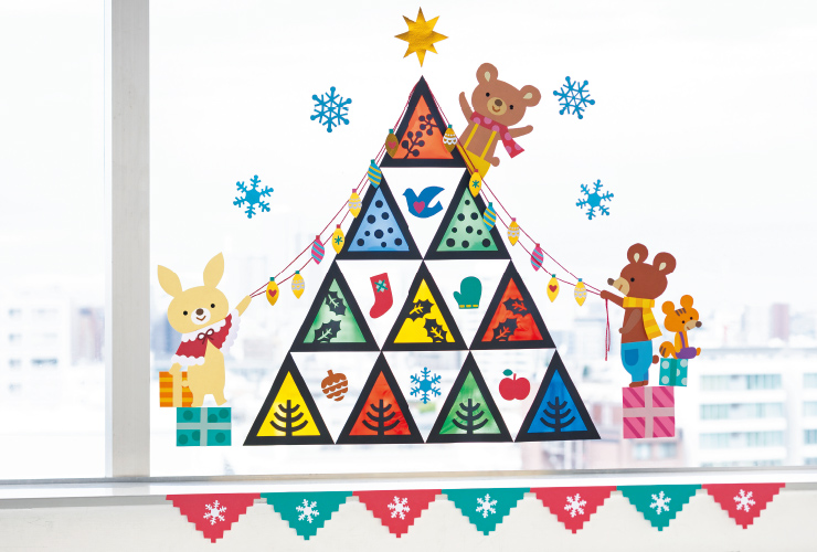 三角ツリーのステンドグラス