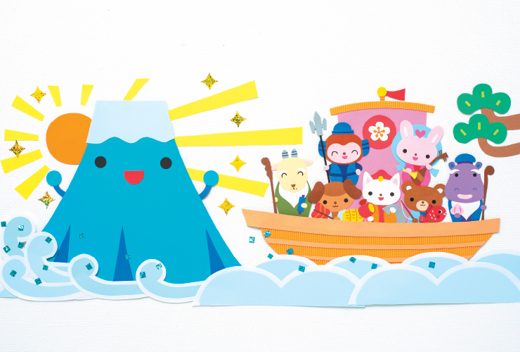 初日の出でハッピー壁面「ようこそ！七人の神さま」