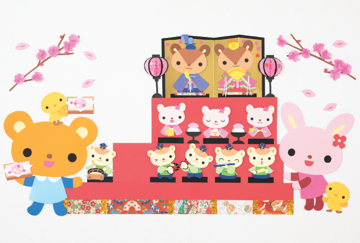 貼り直して覚えよう！ おひなさま壁面