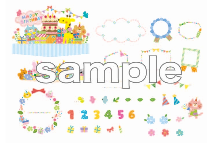 ダウンロードOK！「コラージュバースデーカード」３種用素材