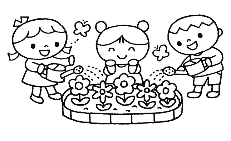 花の水やりのイラスト