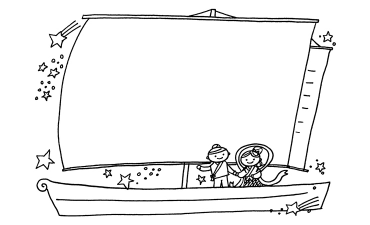 七夕の渡し船の飾り枠