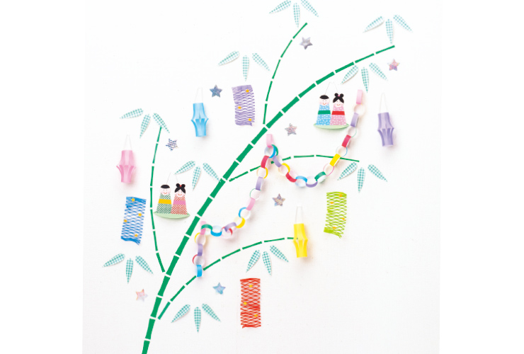 【たなばた】本物の笹がなくても作れる、壁に飾る笹