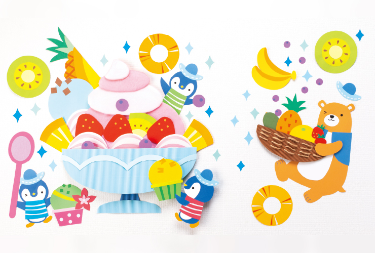 ひんやりスイーツで飾って♪「大きなフルーツパフェ」壁面