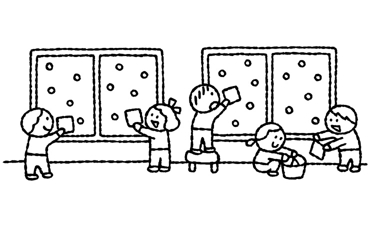 園児の大そうじのイラスト