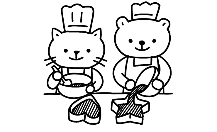 バレンタインのチョコづくりのイラスト