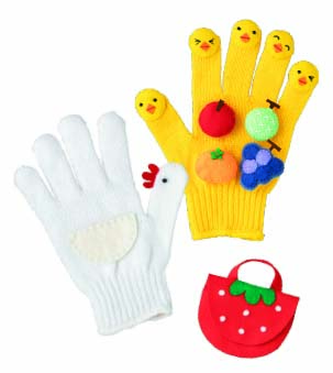 ひよこ手袋とフルーツバッグ