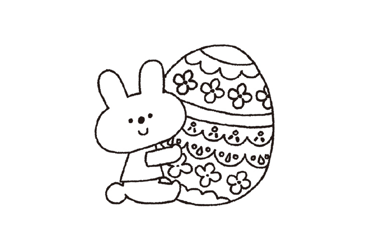 うさぎとイースターエッグのイラスト