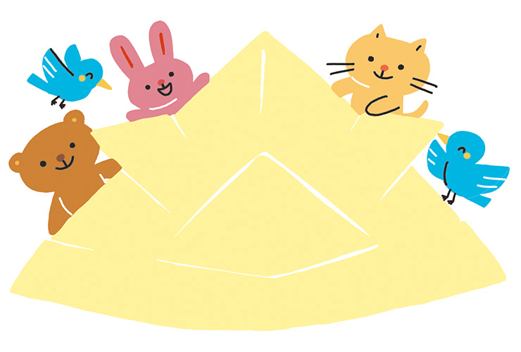 端午の節句のかぶとと動物のイラスト