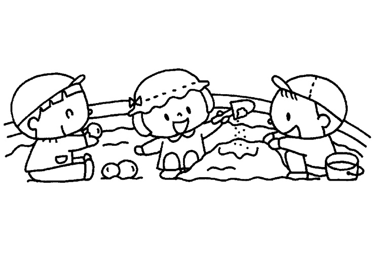 乳児の砂遊びのイラスト