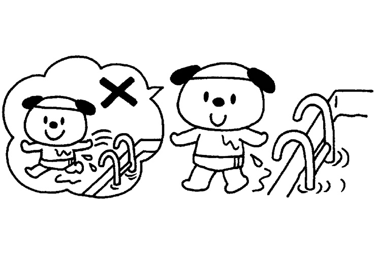 プールでのマナーのイラスト