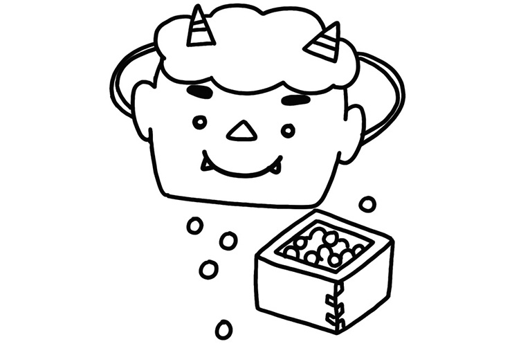 おにのお面と福豆のイラスト