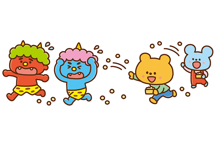 節分の豆まきのイラスト
