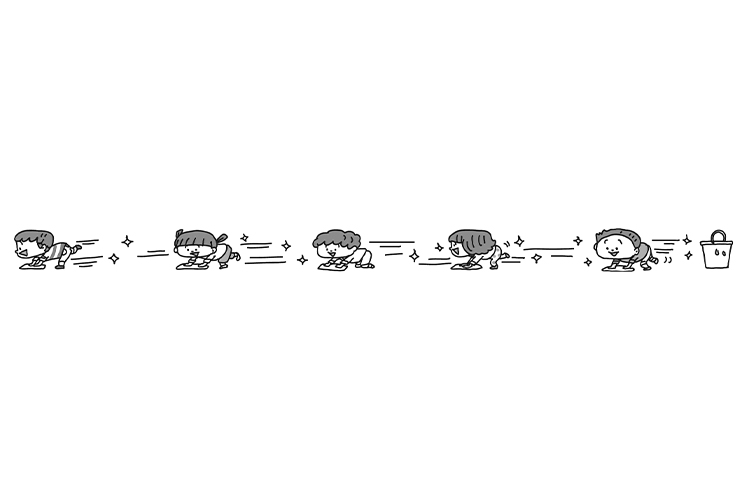 雑巾がけの飾り罫線