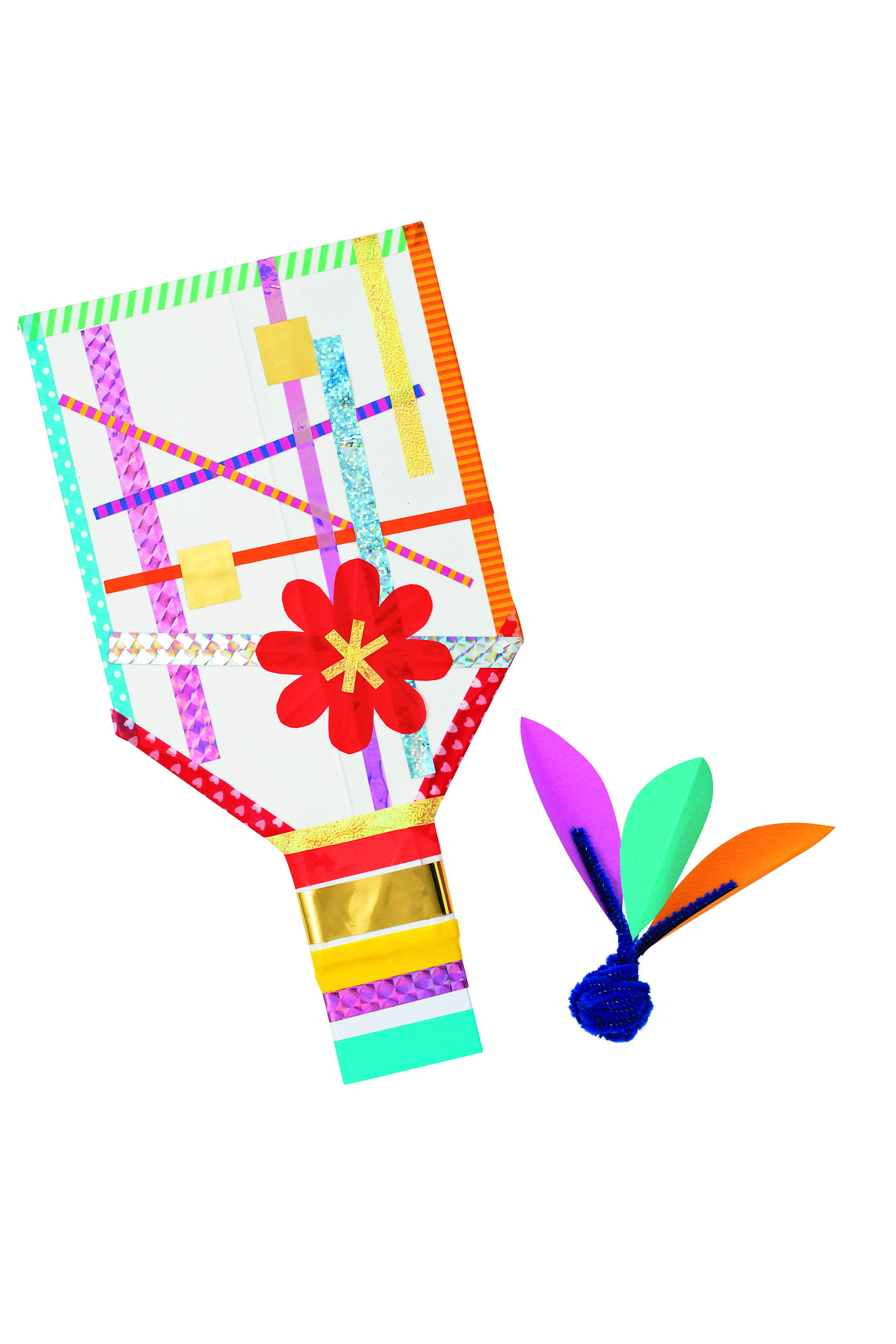 牛乳パックの羽子板とモールの羽根