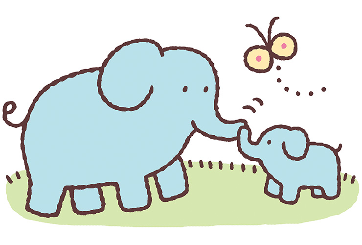 5月のぞうの親子のイラスト