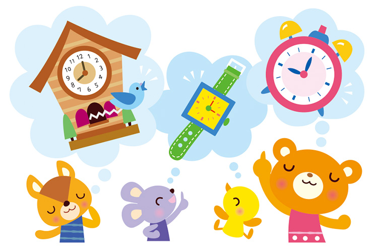 時の記念日といろいろな時計のイラスト