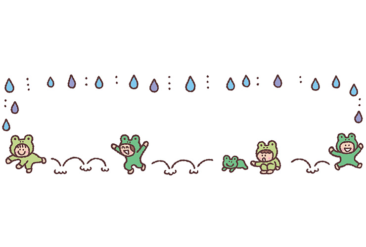 かえると雨の飾り枠