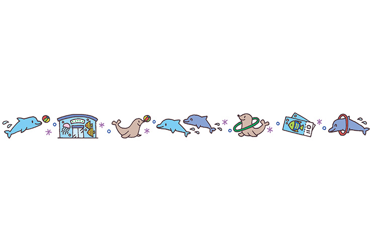 水族館の生き物の飾り罫線