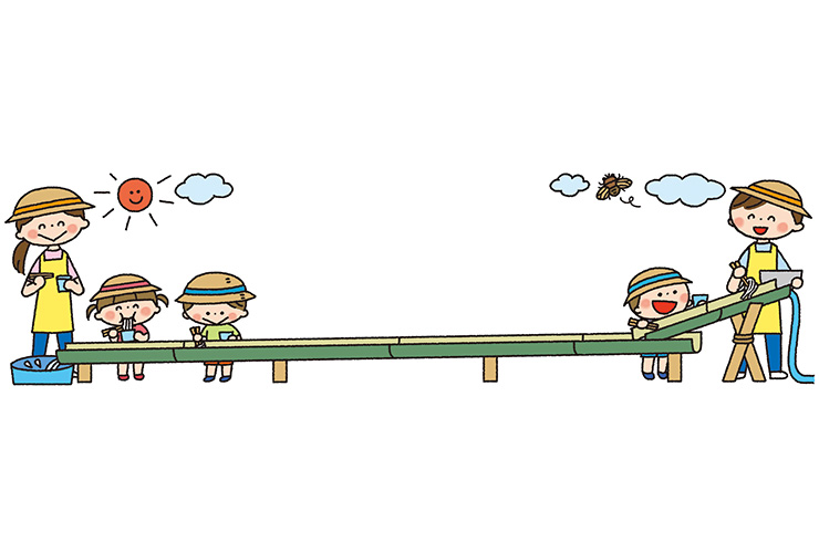 流しそうめんのイラスト