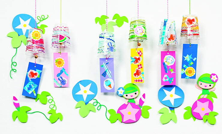 プラカップと切り紙の風鈴