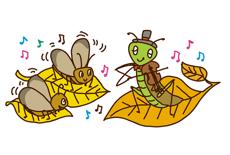 演奏する秋の虫のイラスト