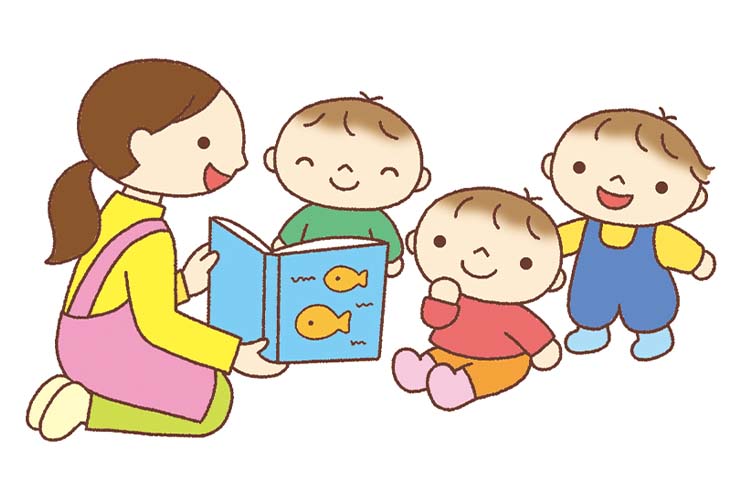 絵本の読み聞かせのイラスト