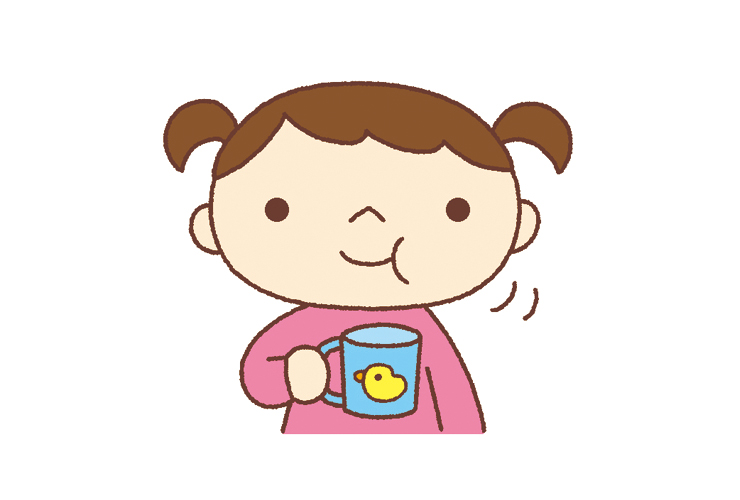 うがいをする女の子のイラスト