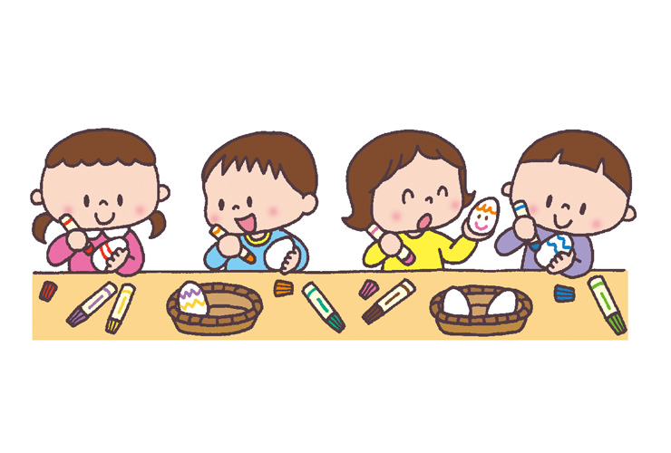 イースターエッグ作りのイラスト