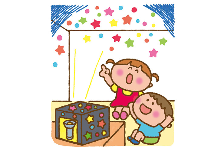 お楽しみ会のプラネタリウムのイラスト