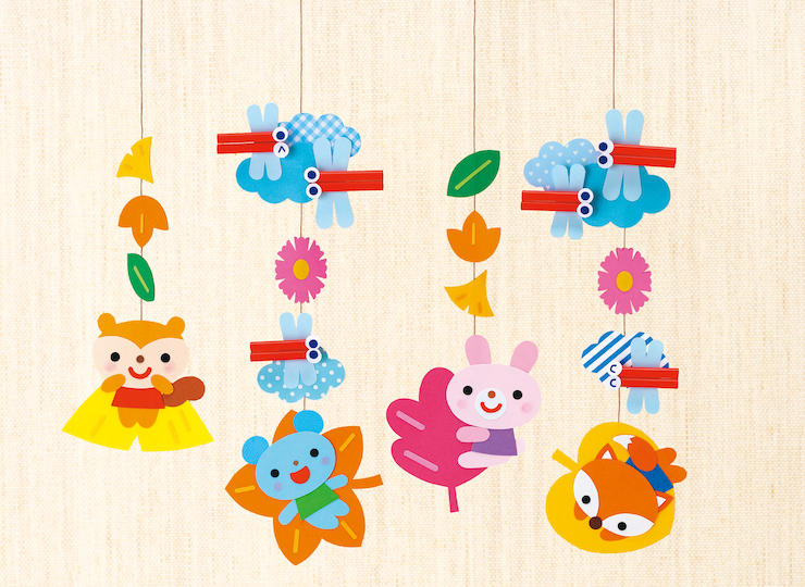 赤とんぼと紅葉の吊るし飾り