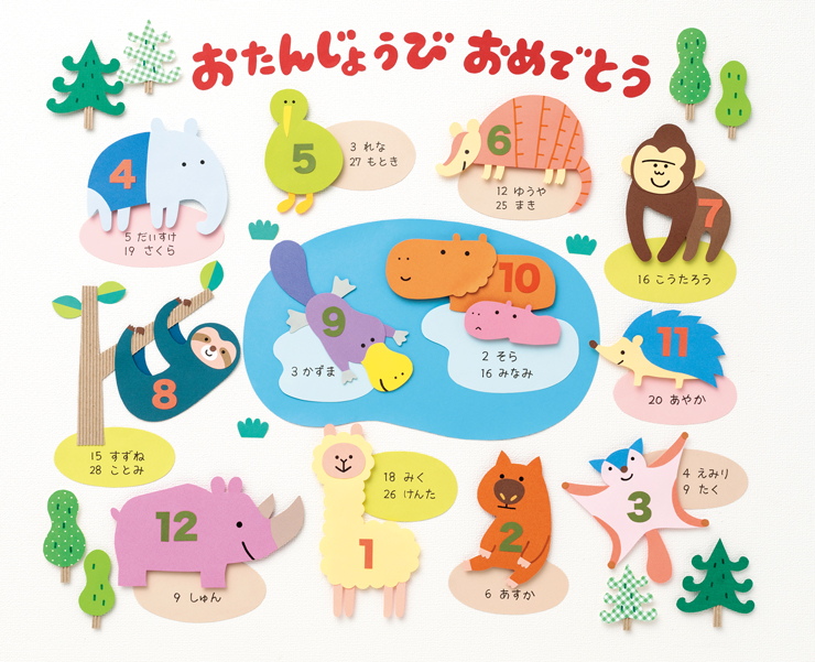 おもしろアニマルのお誕生表