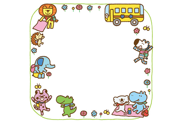 春のバス遠足の飾り枠