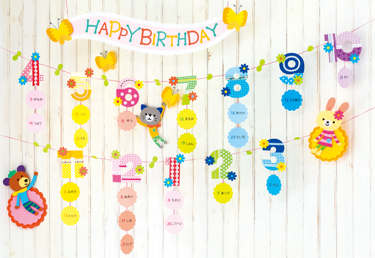 フラワーガーランドのお誕生表