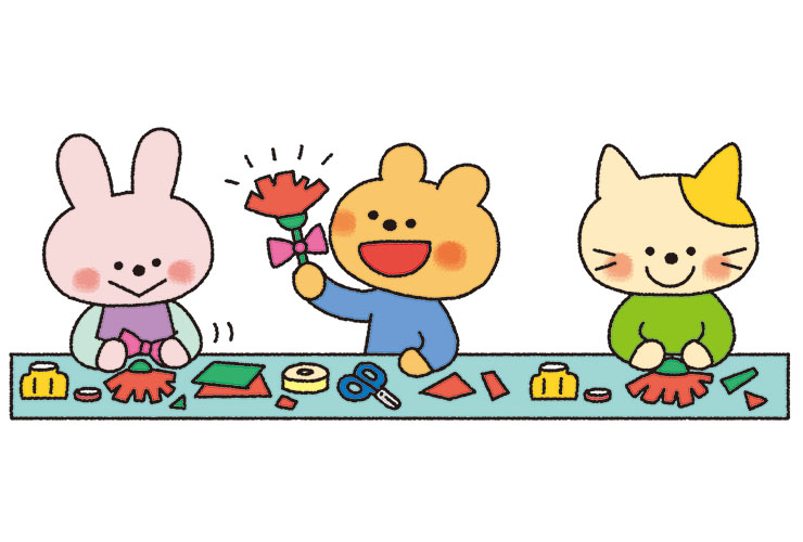 カーネーションの飾りづくりのイラスト