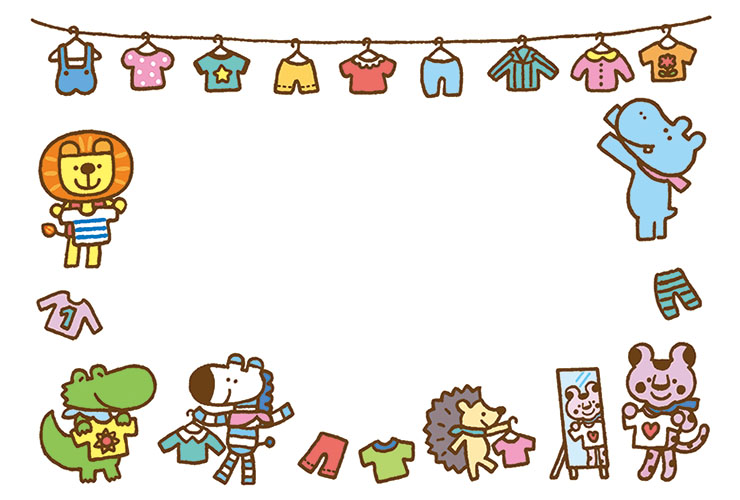 動物たちの衣替えの飾り枠