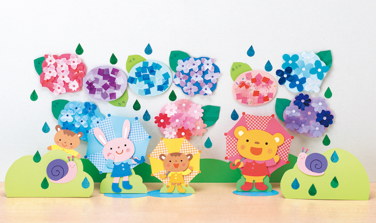 あじさいの壁面＆置き飾り