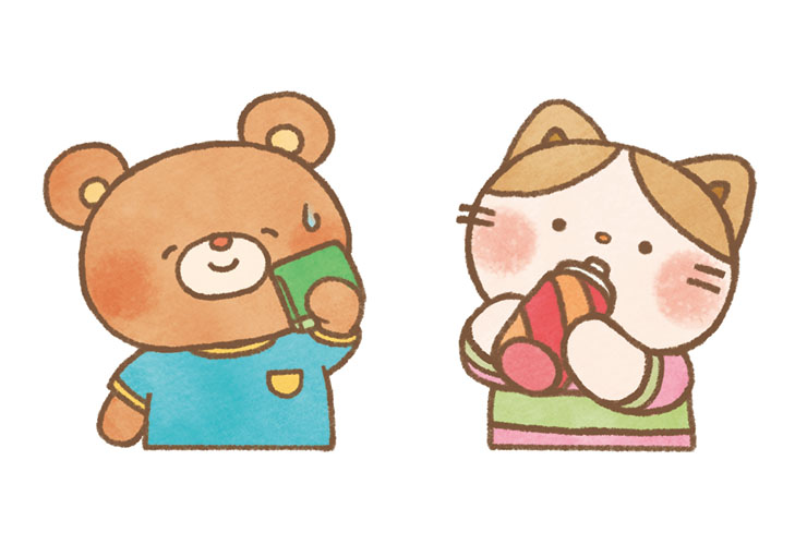 動物たちの熱中症対策のイラスト